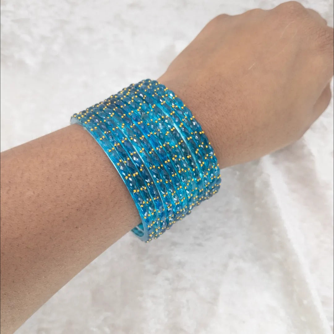 Rain Drop Glas Armreifen – 12er Set - Blau