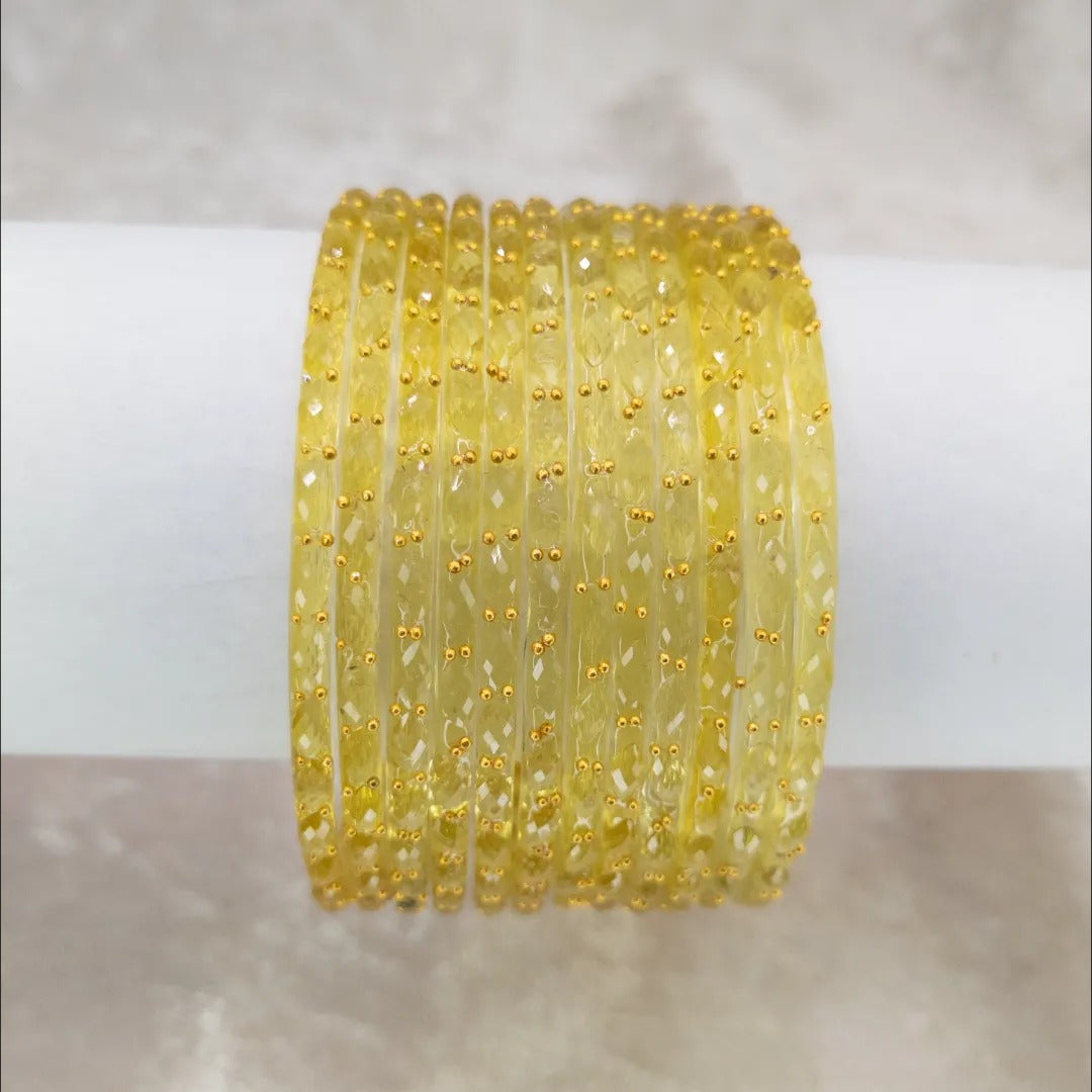 Rain Drop Glas Armreifen – 12er Set - Gelb