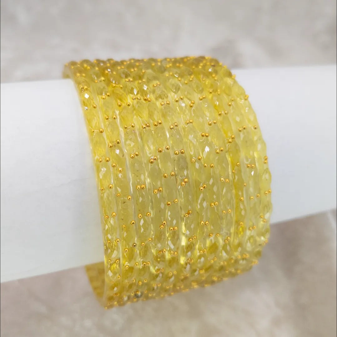 Rain Drop Glas Armreifen – 12er Set - Gelb