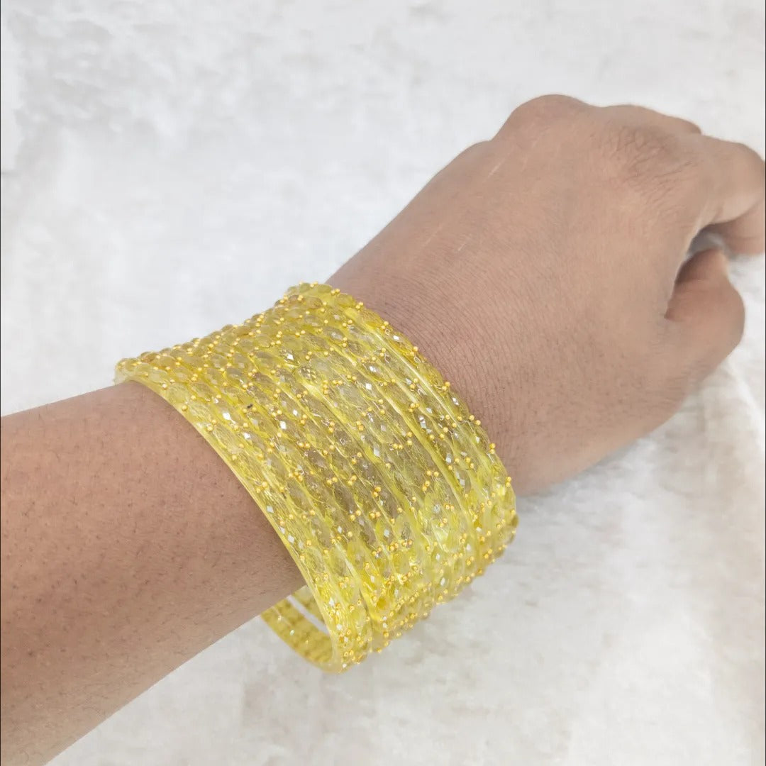 Rain Drop Glas Armreifen – 12er Set - Gelb