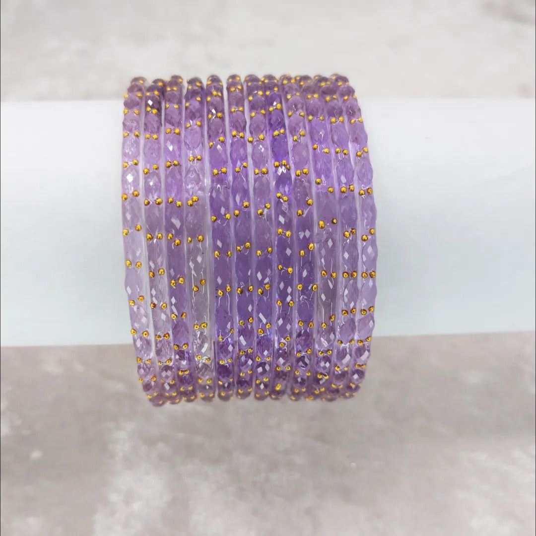 Rain Drop Glas Armreifen – 12er Set - Lavendel