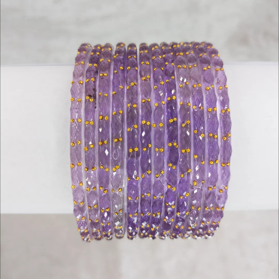 Rain Drop Glas Armreifen – 12er Set - Lavendel