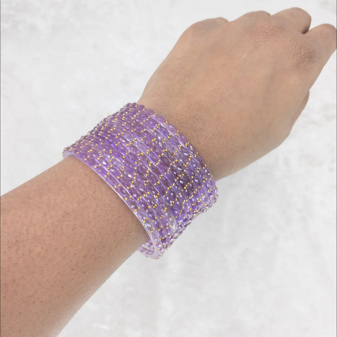 Rain Drop Glas Armreifen – 12er Set - Lavendel