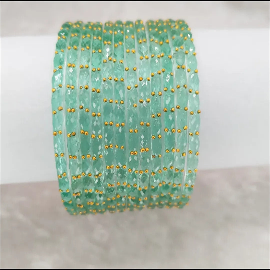 Rain Drop Glas Armreifen – 12er Set - Meer Grün / Mint