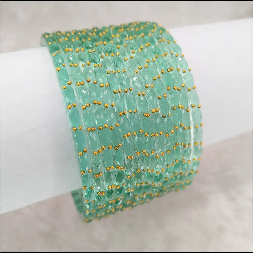 Rain Drop Glas Armreifen – 12er Set - Meer Grün / Mint