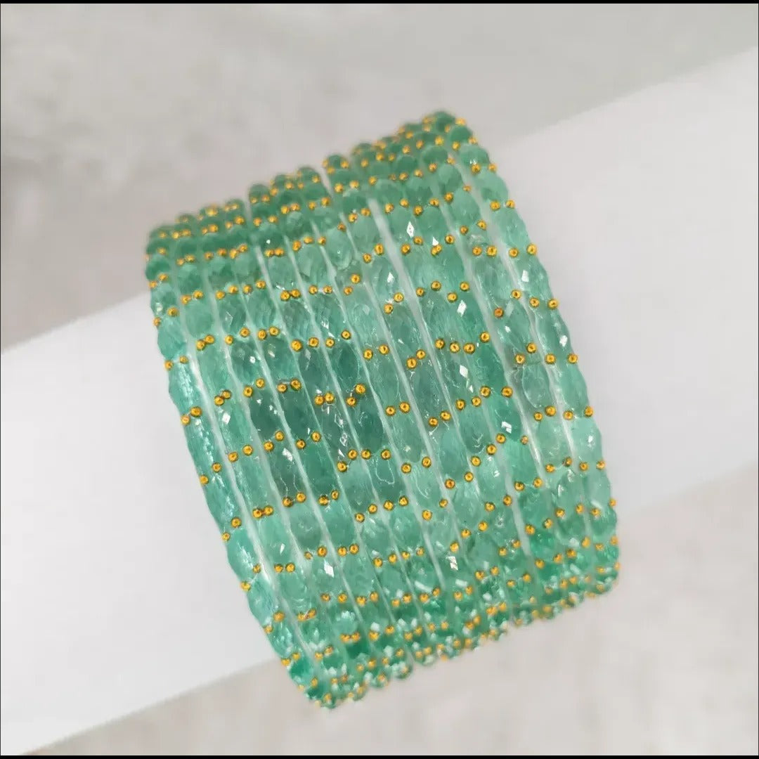 Rain Drop Glas Armreifen – 12er Set - Meer Grün / Mint