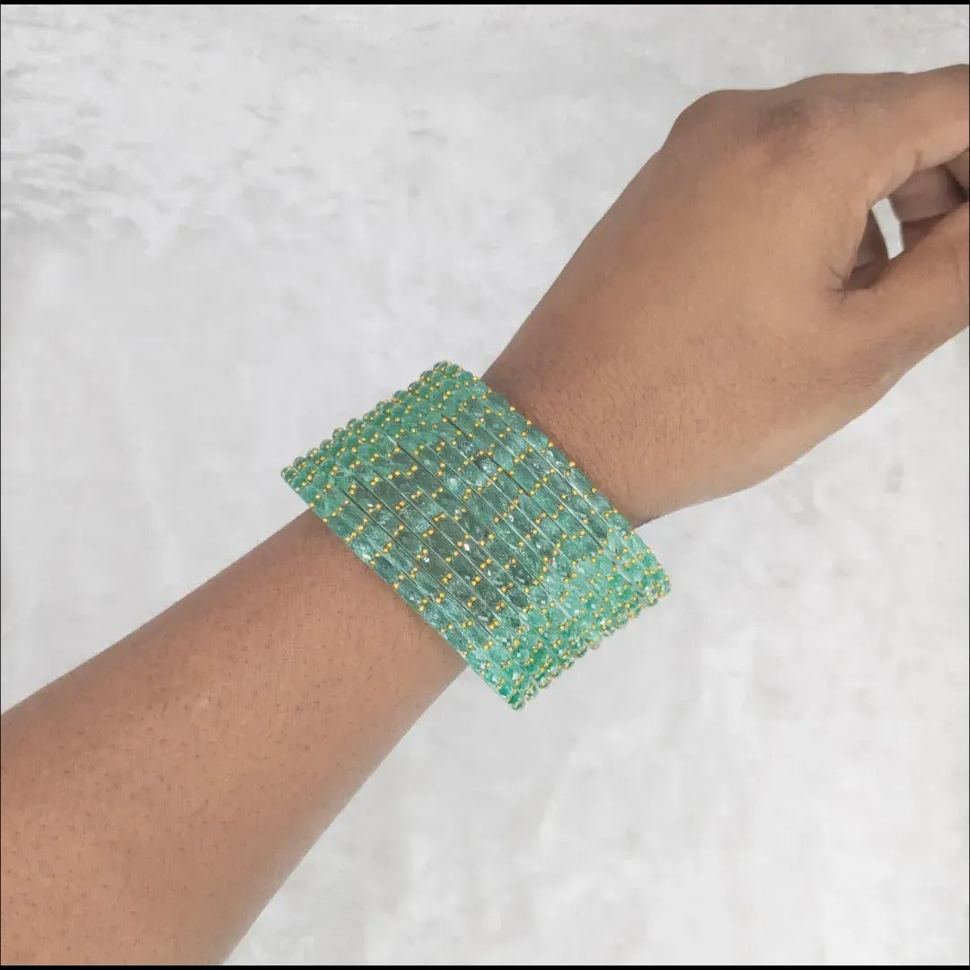 Rain Drop Glas Armreifen – 12er Set - Meer Grün / Mint