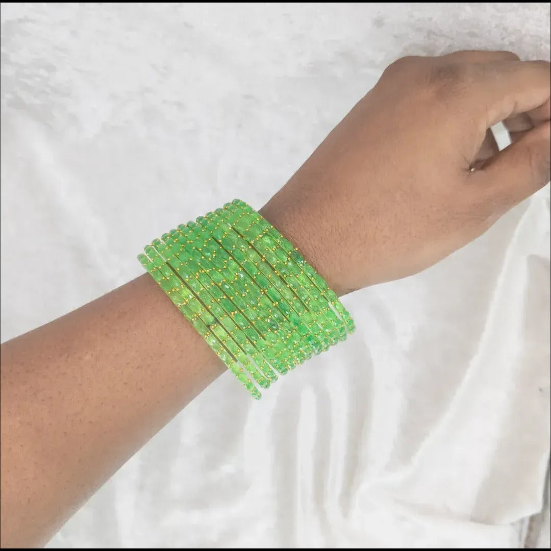 Rain Drop Glas Armreifen – 12er Set - Hellgrün
