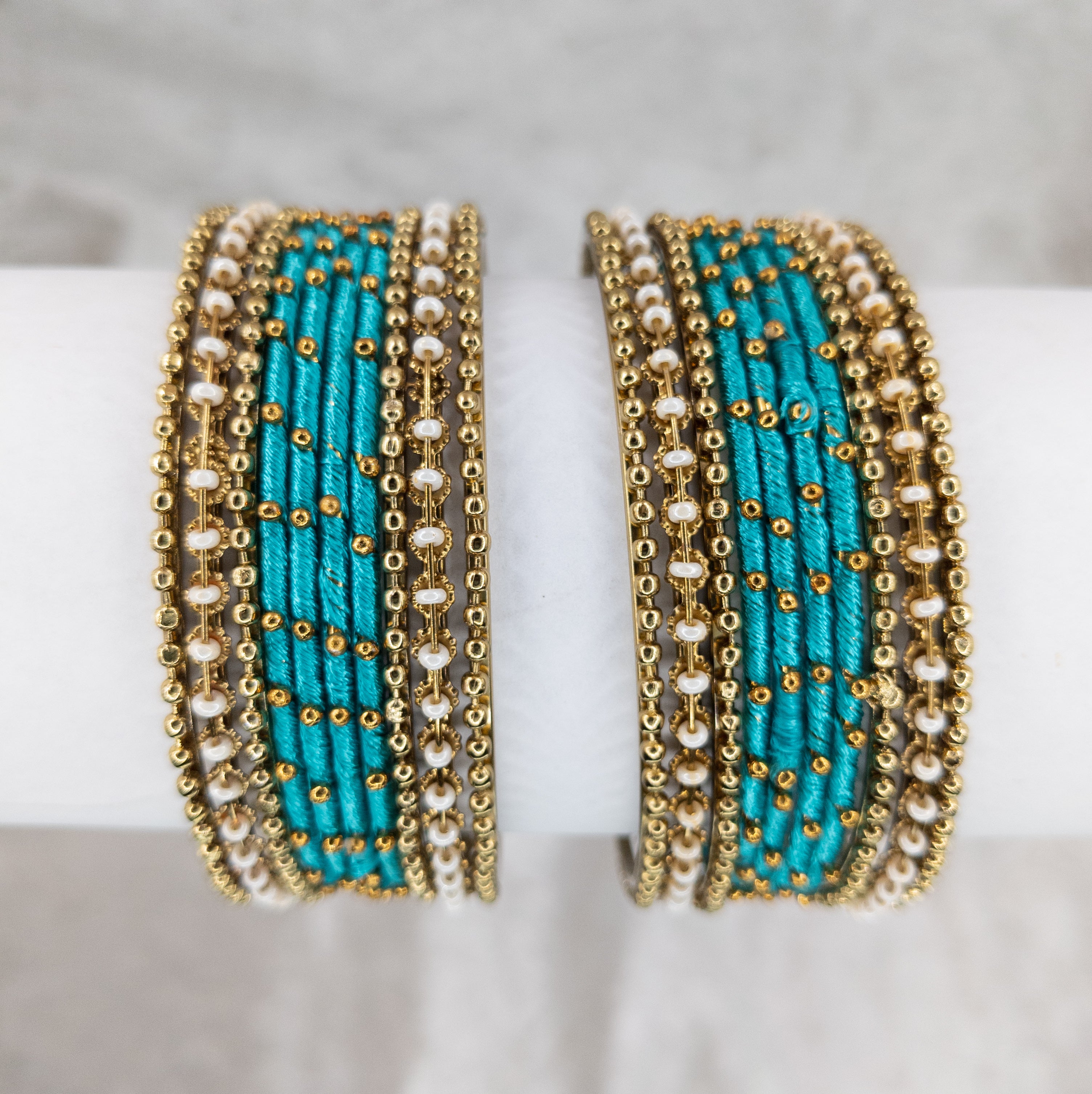 Armreifen Set - Thread & Metal Armreifen - Türkis | Blau grün