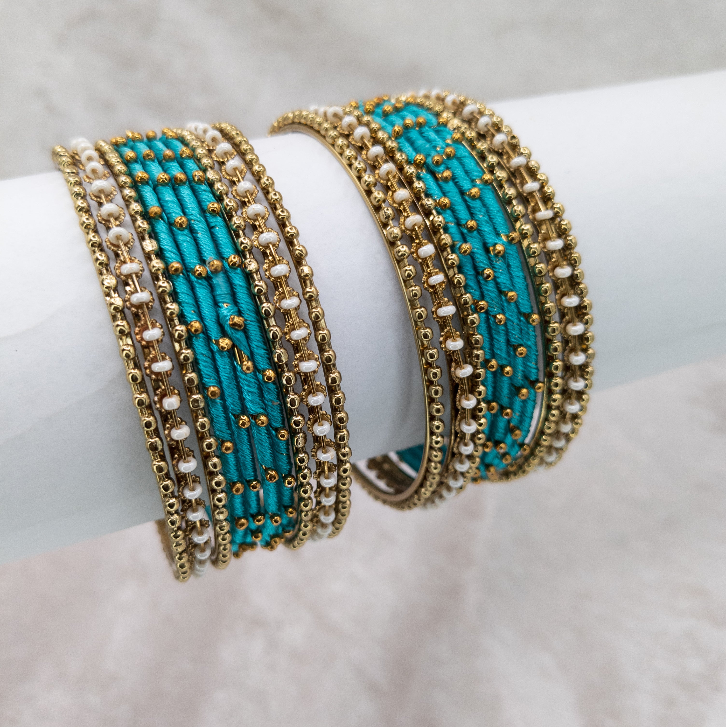 Armreifen Set - Thread & Metal Armreifen - Türkis | Blau grün