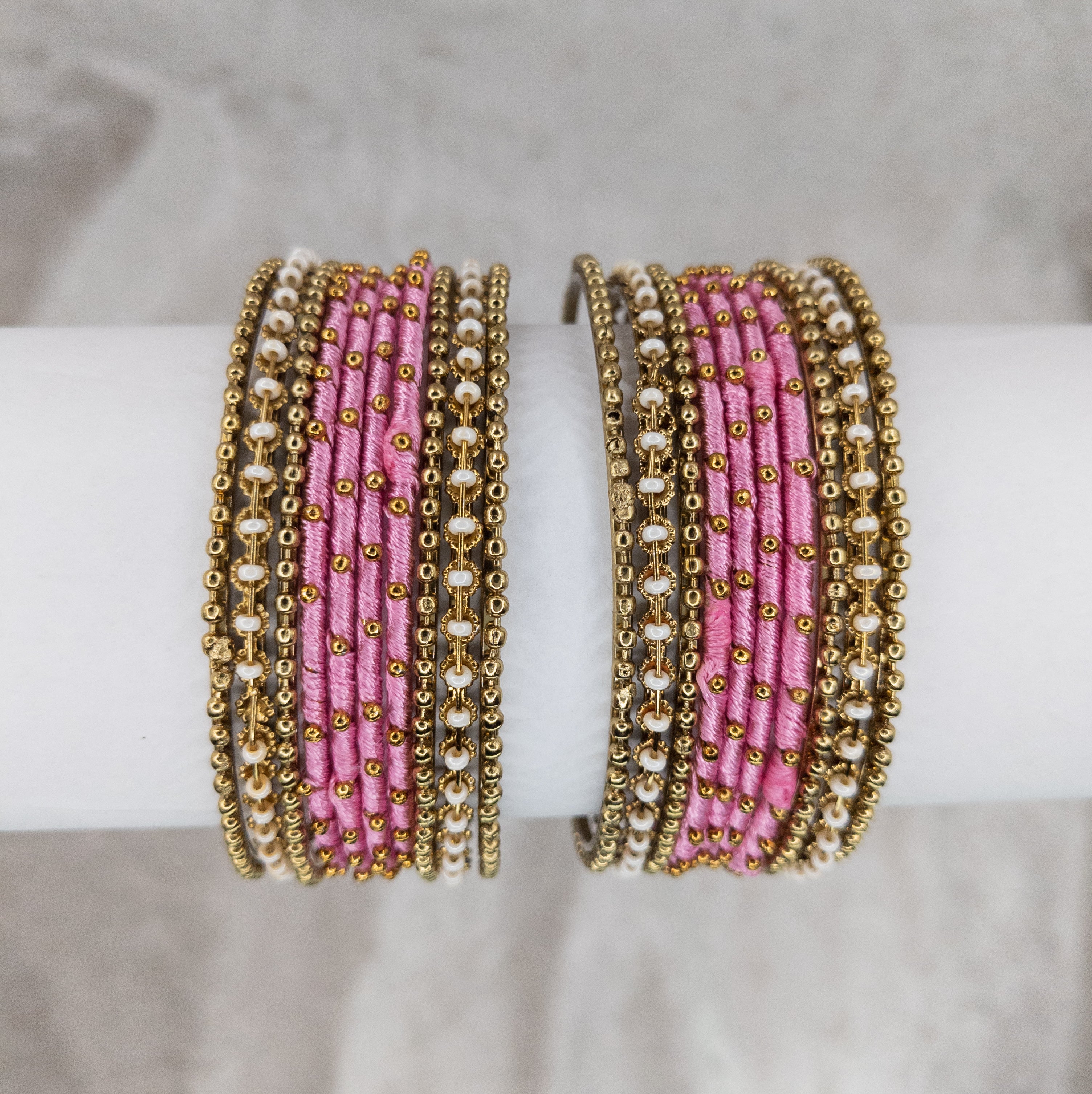 Armreifen Set - Thread & Metal Armreifen - Rosa