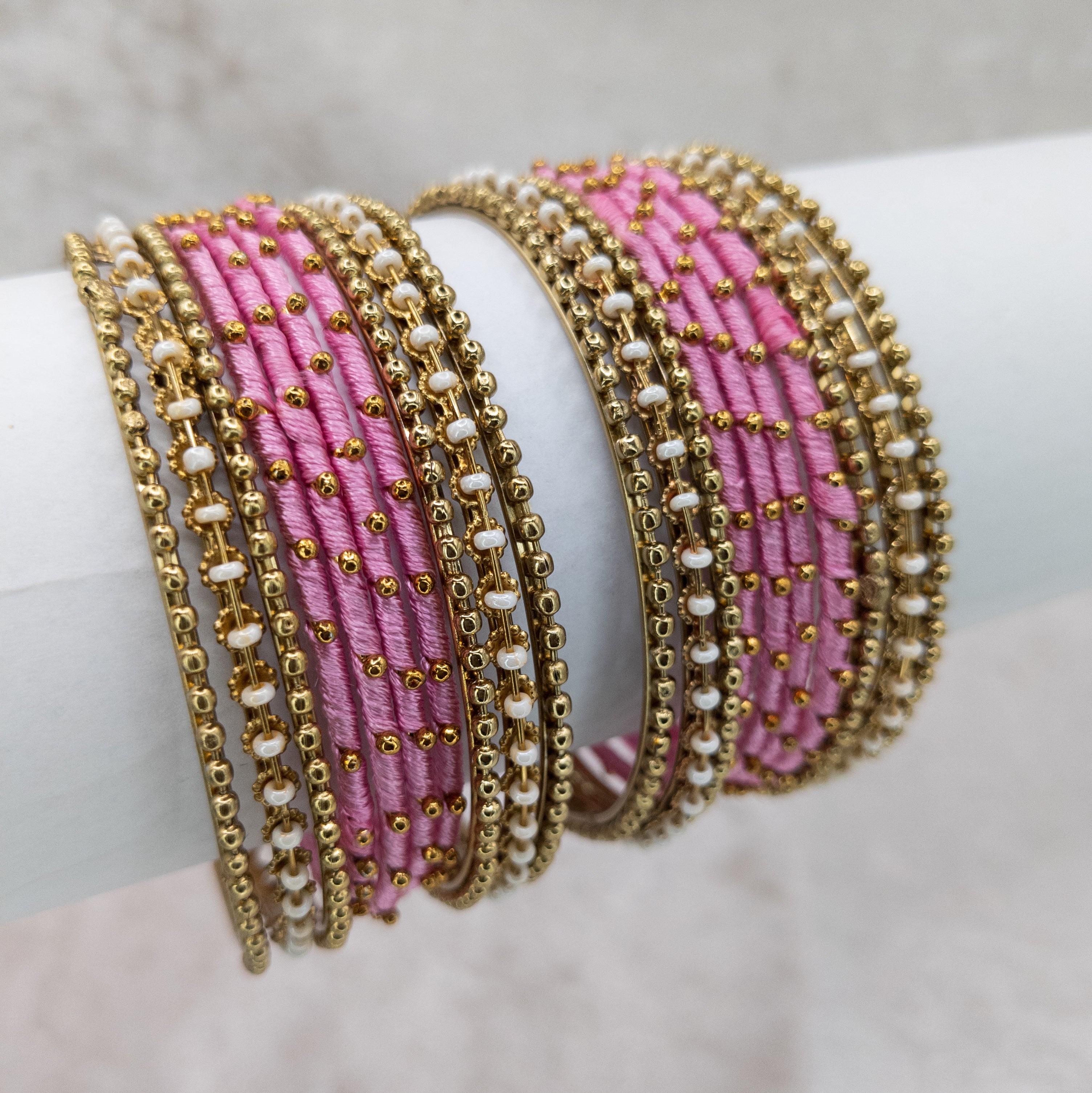 Armreifen Set - Thread & Metal Armreifen - Rosa