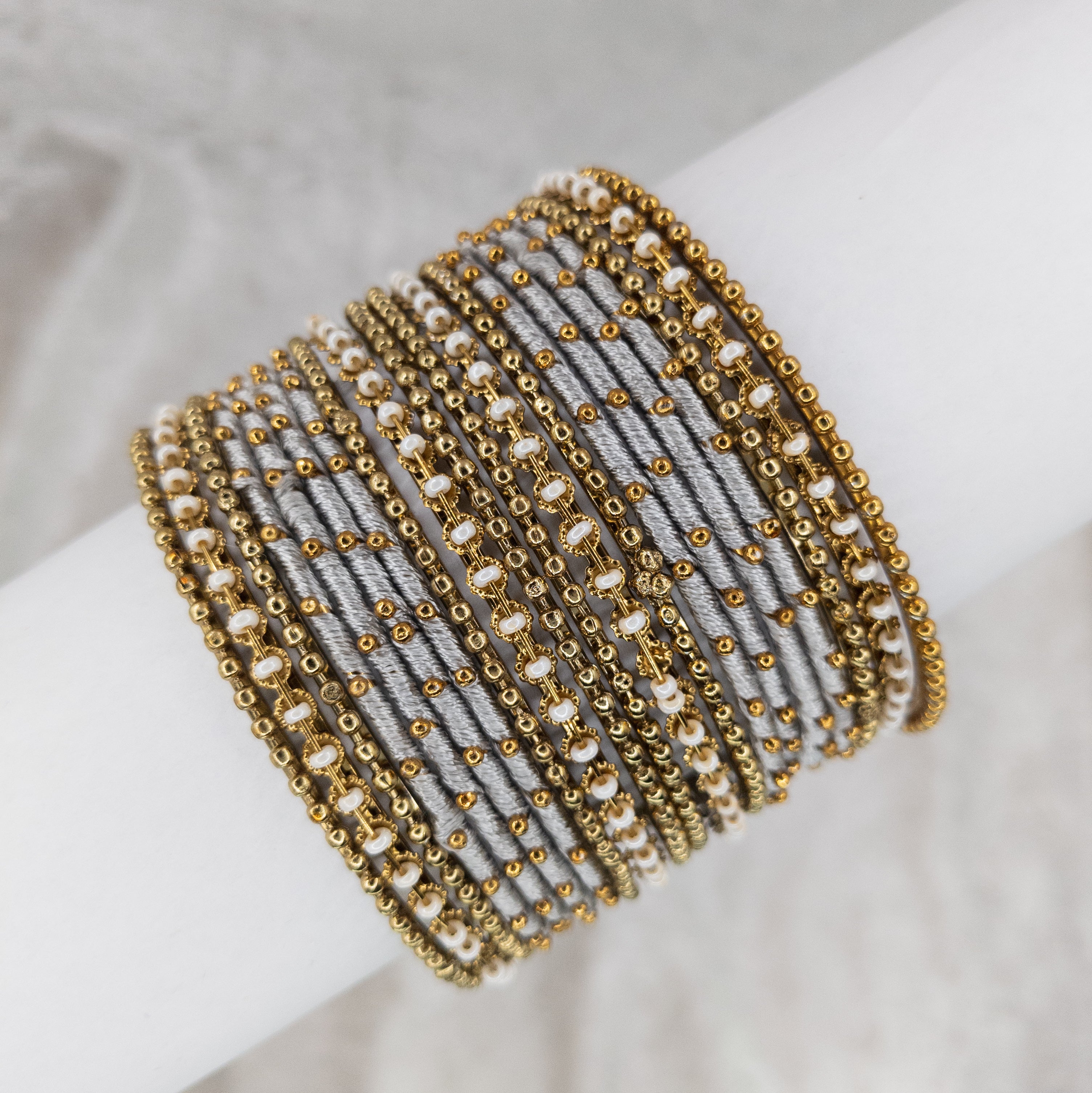 Armreifen Set - Thread & Metal Armreifen - Grau