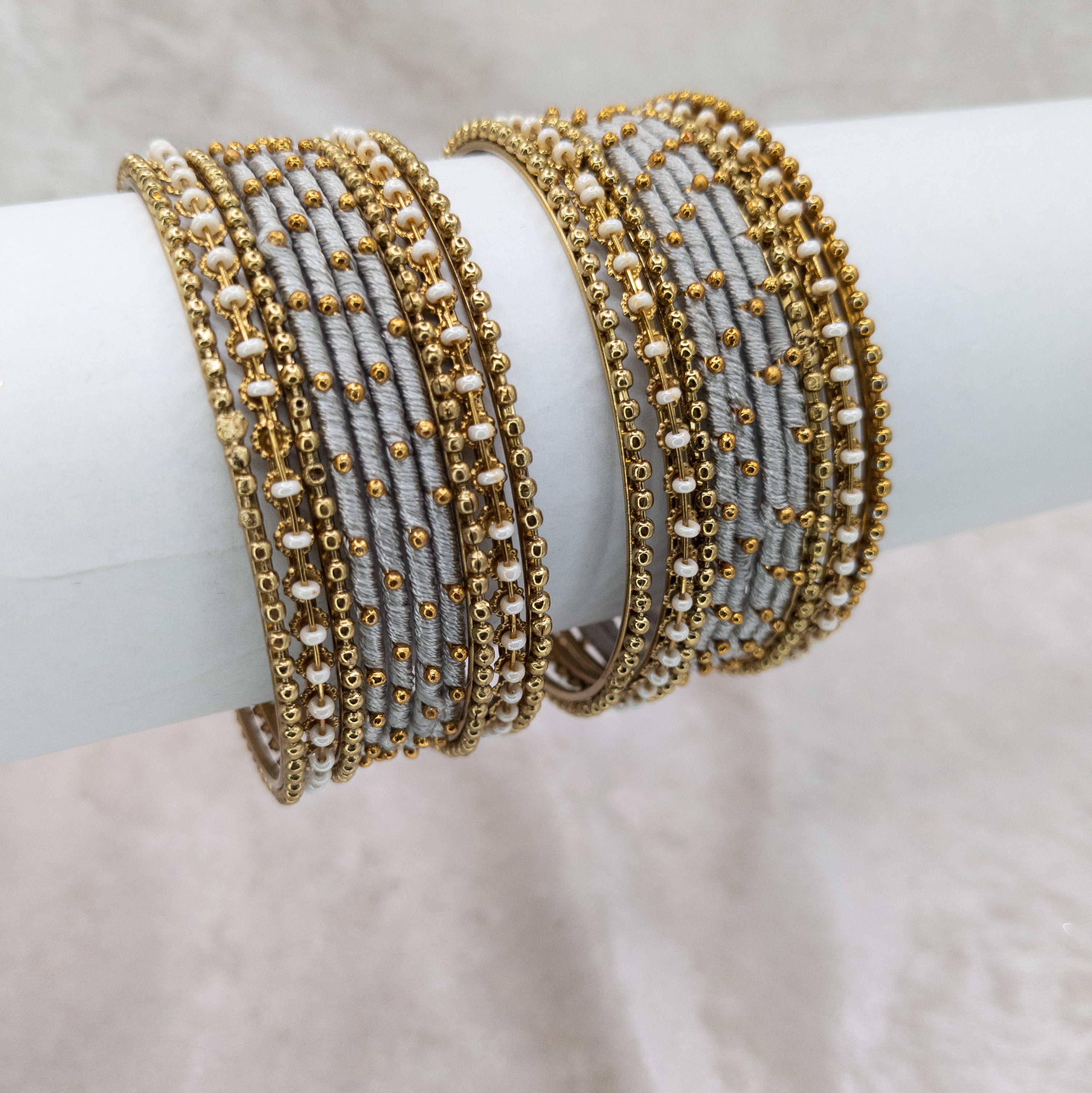 Armreifen Set - Thread & Metal Armreifen - Grau