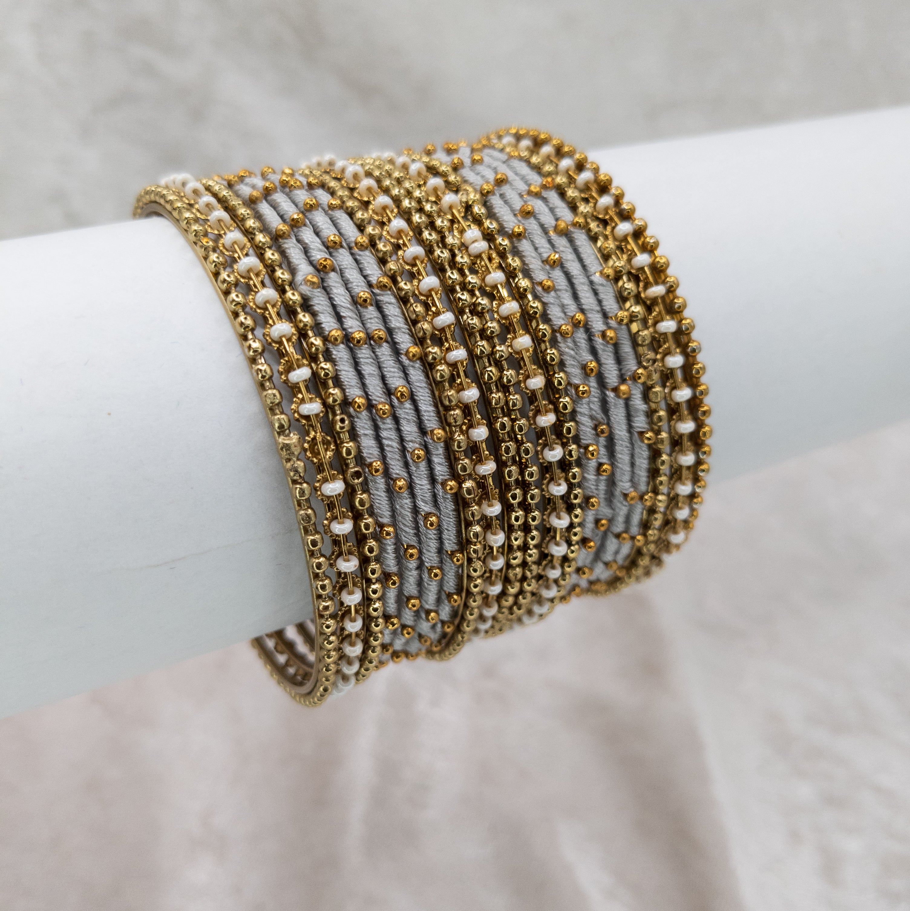 Armreifen Set - Thread & Metal Armreifen - Grau