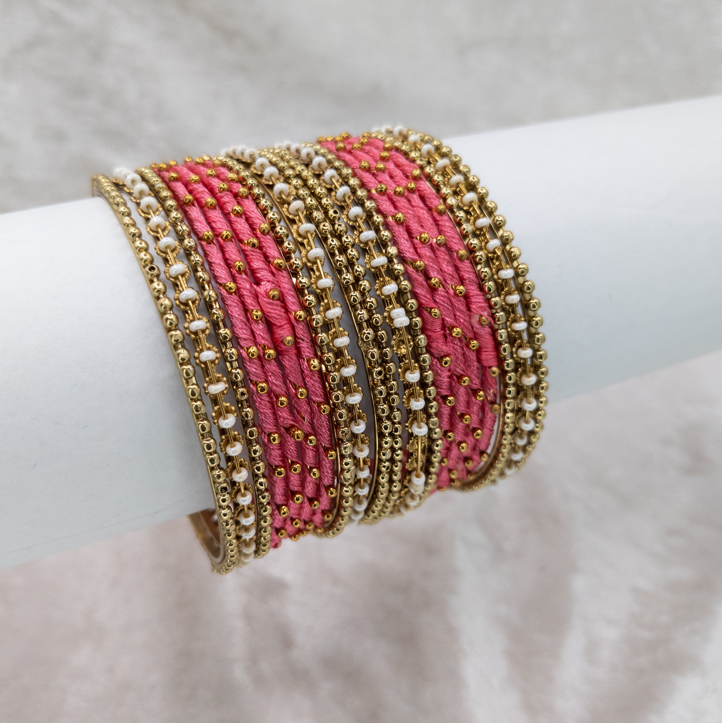 Armreifen Set - Thread & Metal Armreifen - Peach