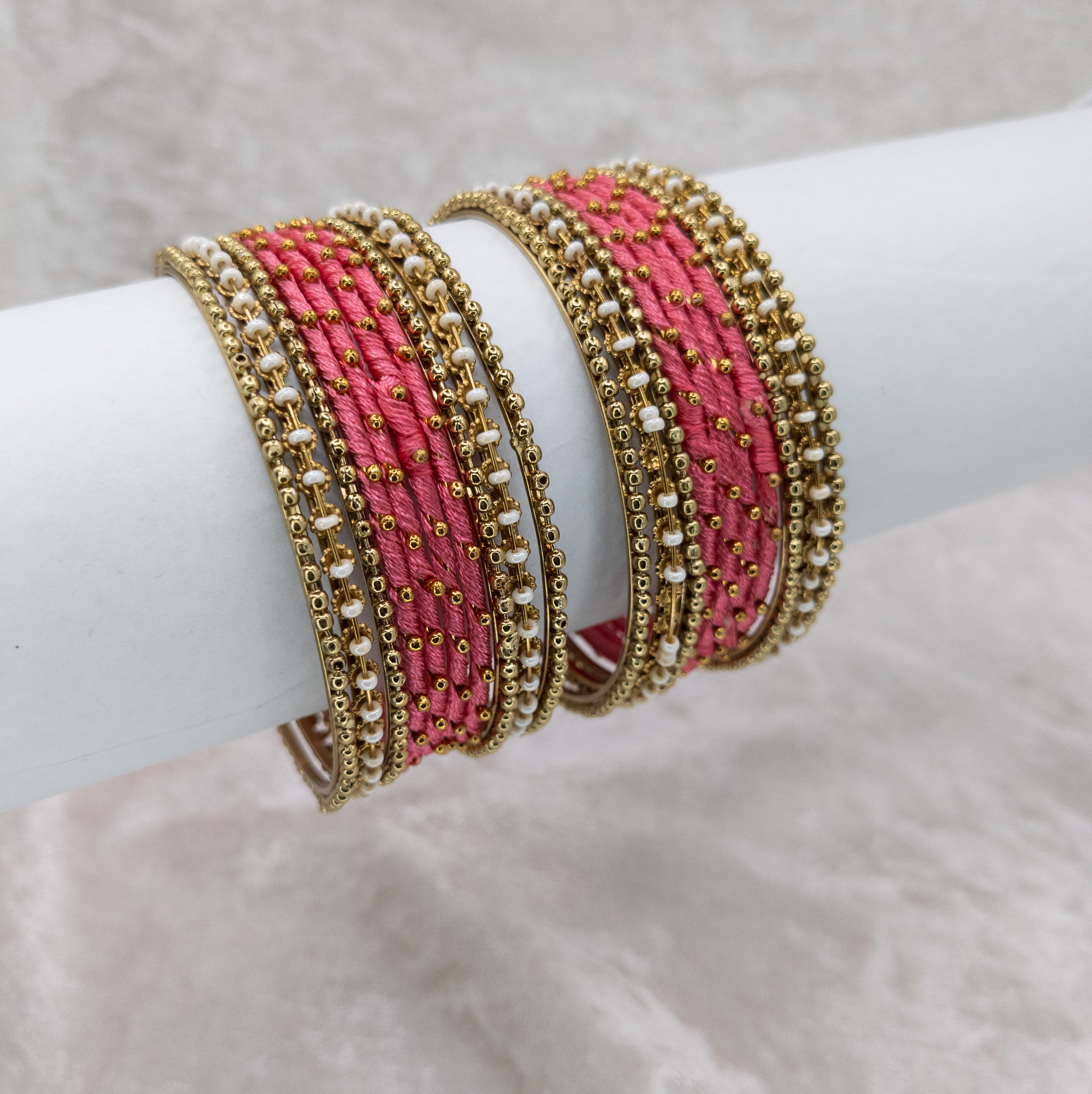 Armreifen Set - Thread & Metal Armreifen - Peach