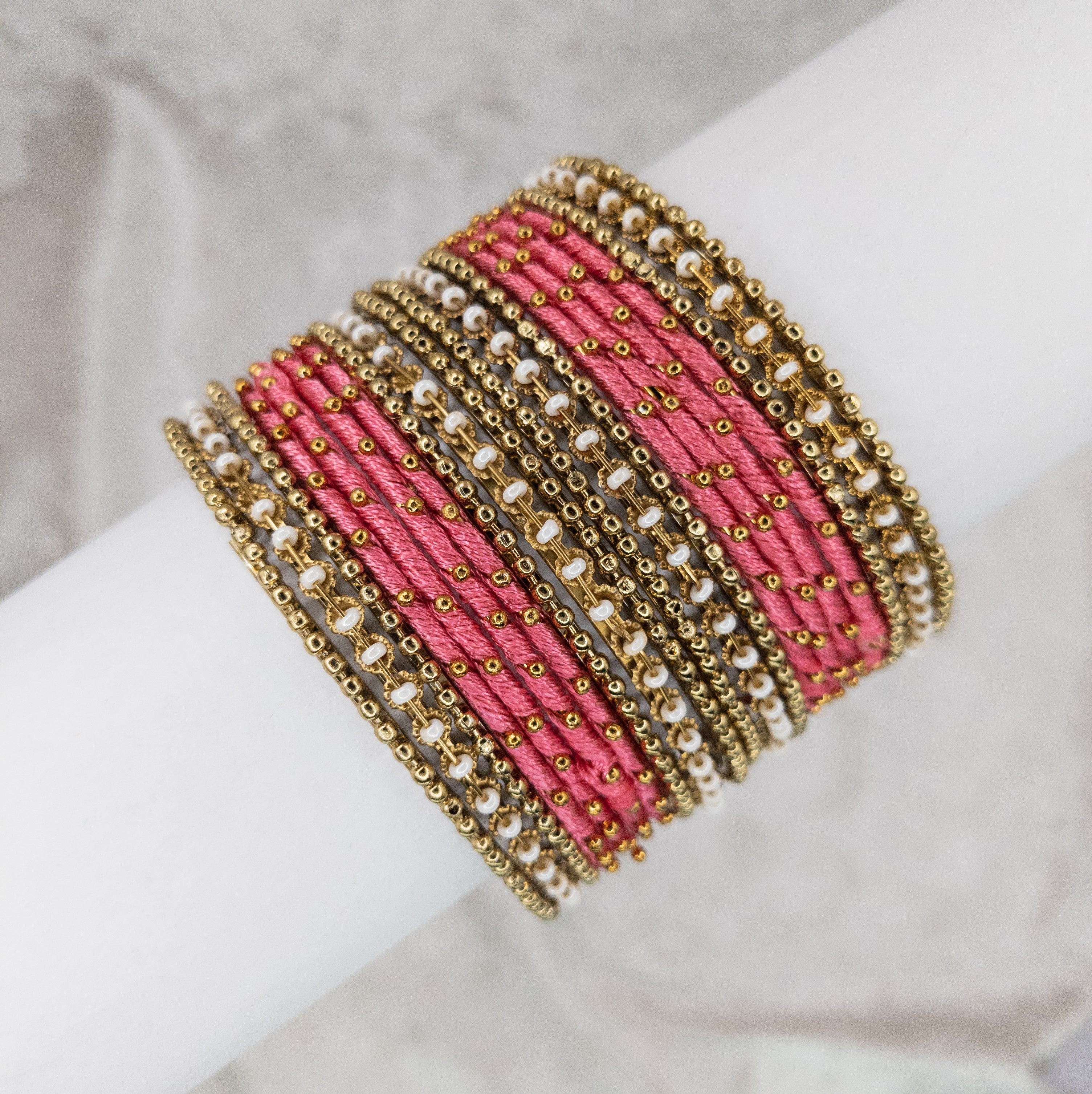 Armreifen Set - Thread & Metal Armreifen - Peach