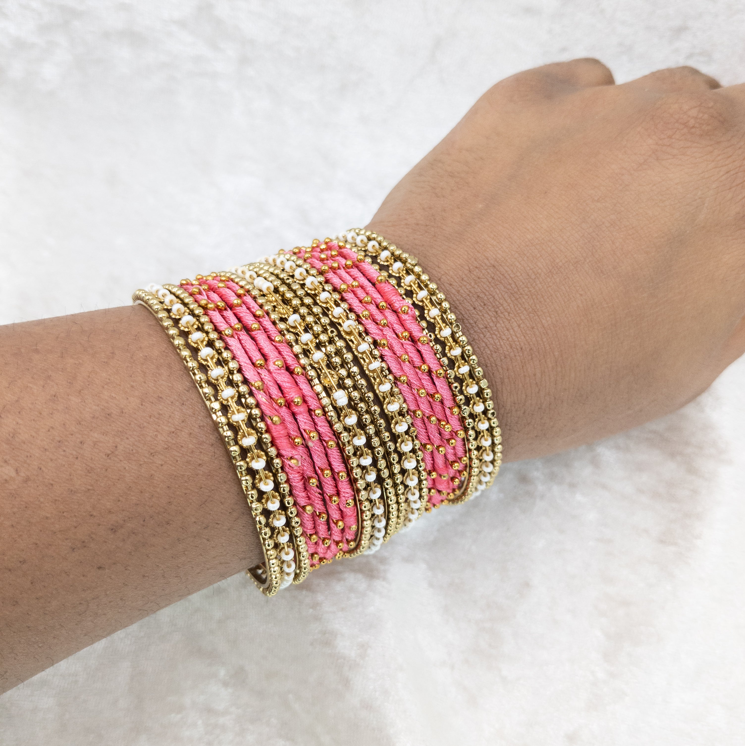 Armreifen Set - Thread & Metal Armreifen - Peach