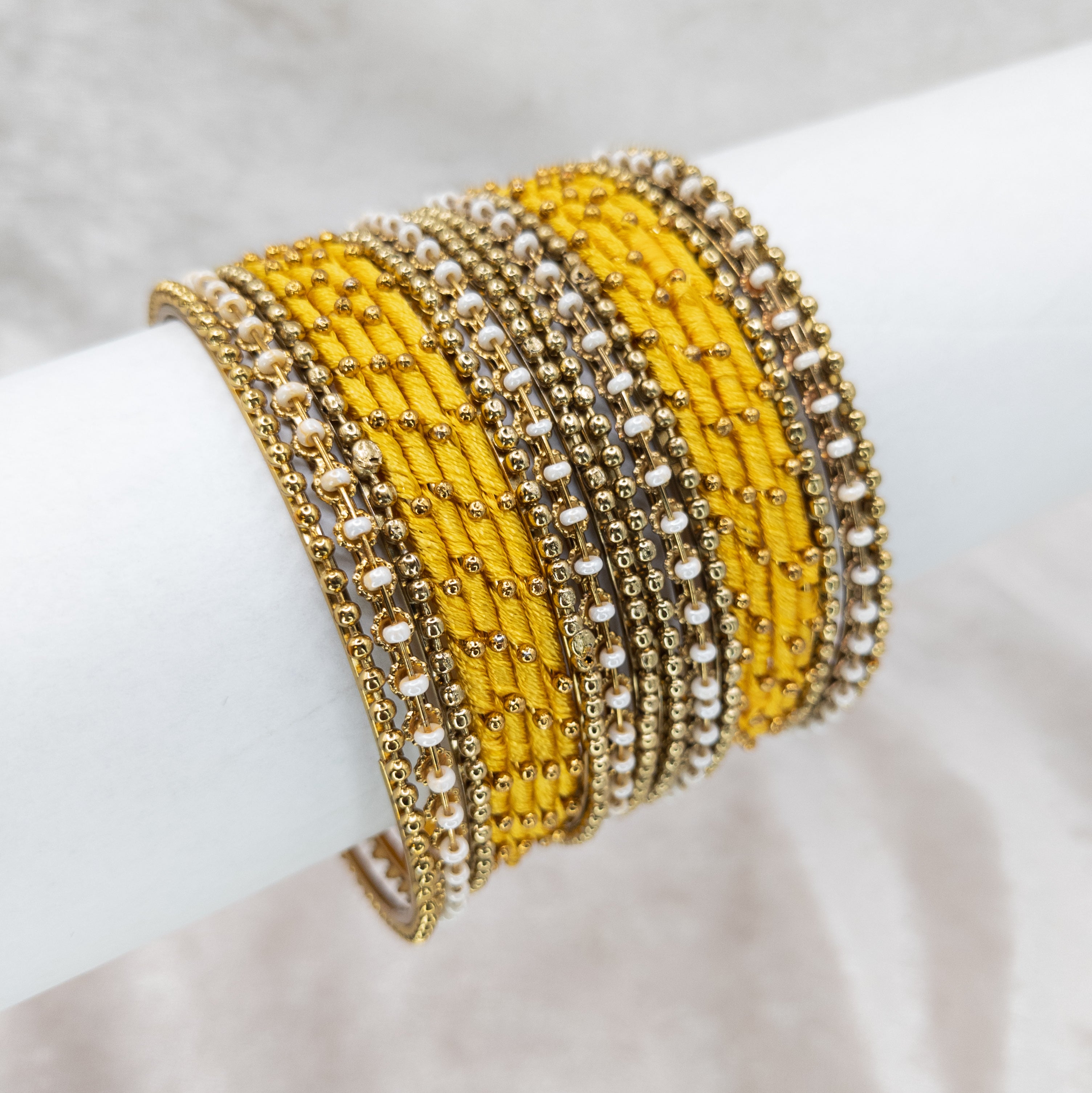 Armreifen Set - Thread & Metal Armreifen - Gelb