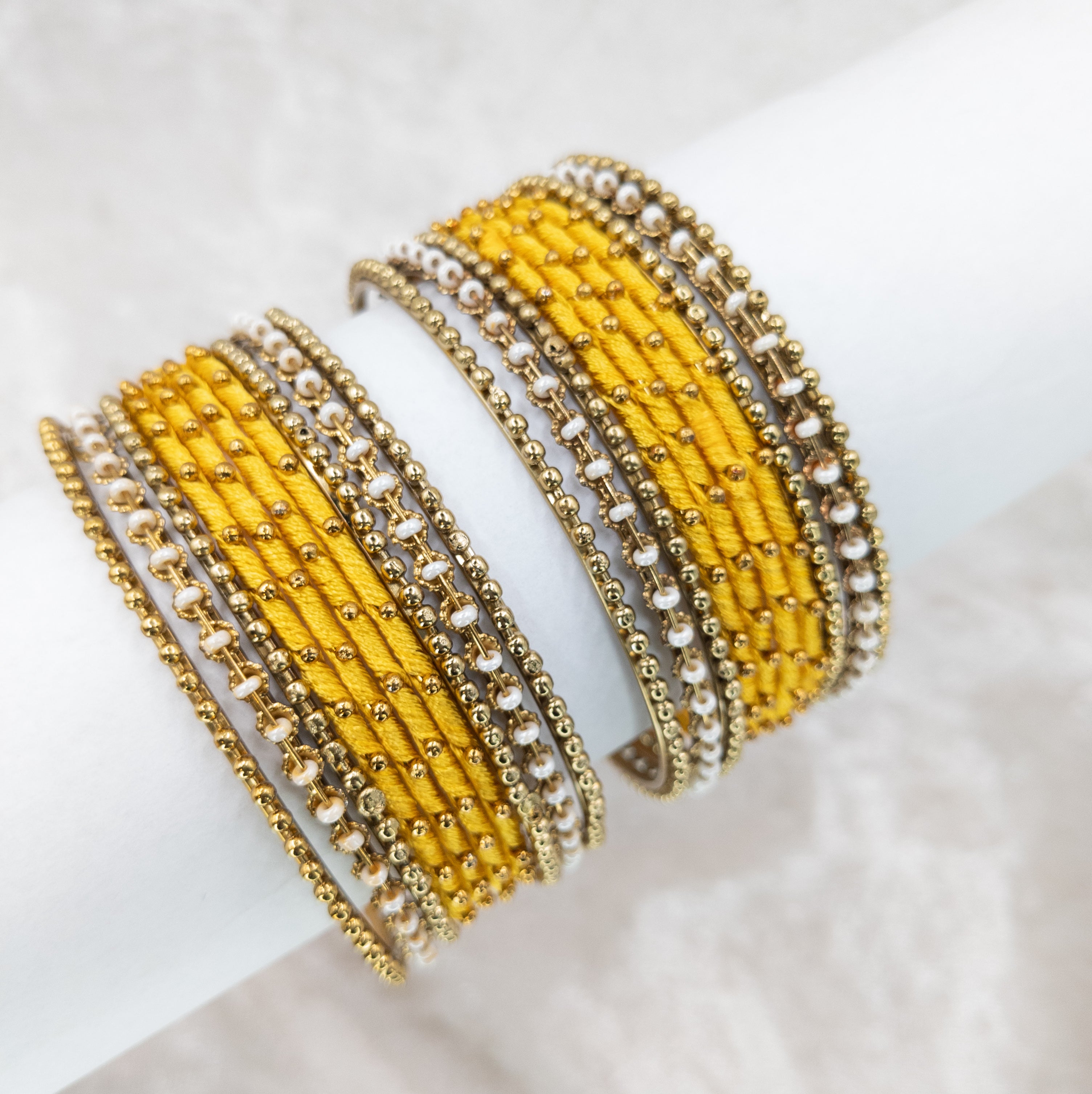 Armreifen Set - Thread & Metal Armreifen - Gelb