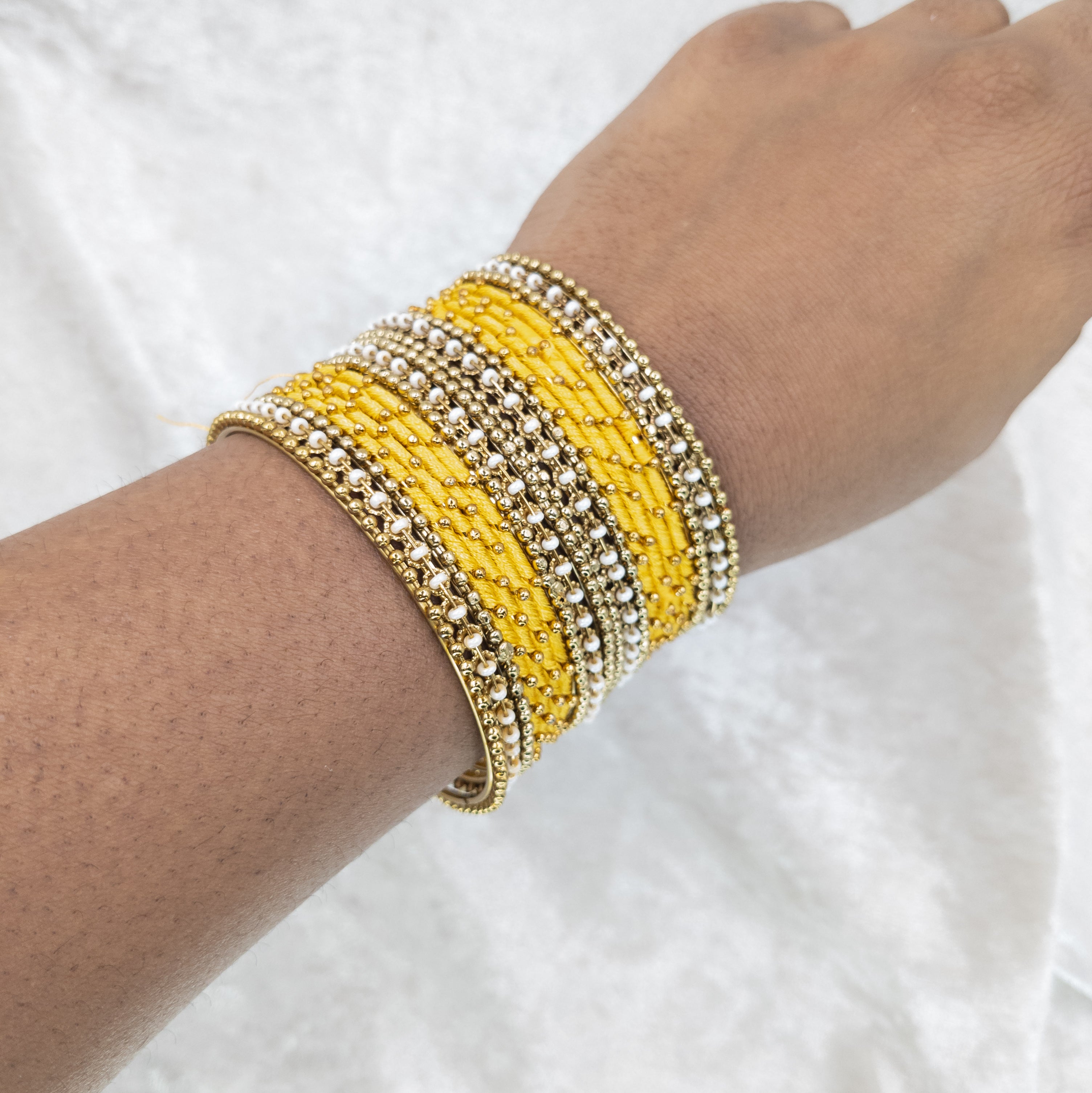 Armreifen Set - Thread & Metal Armreifen - Gelb