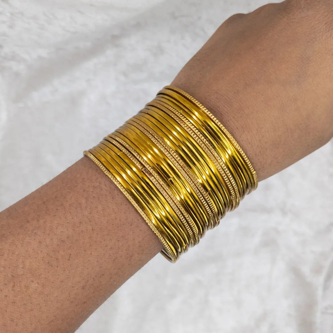 Armreifen Set - Metallische Glanz-Armreifen - Gold