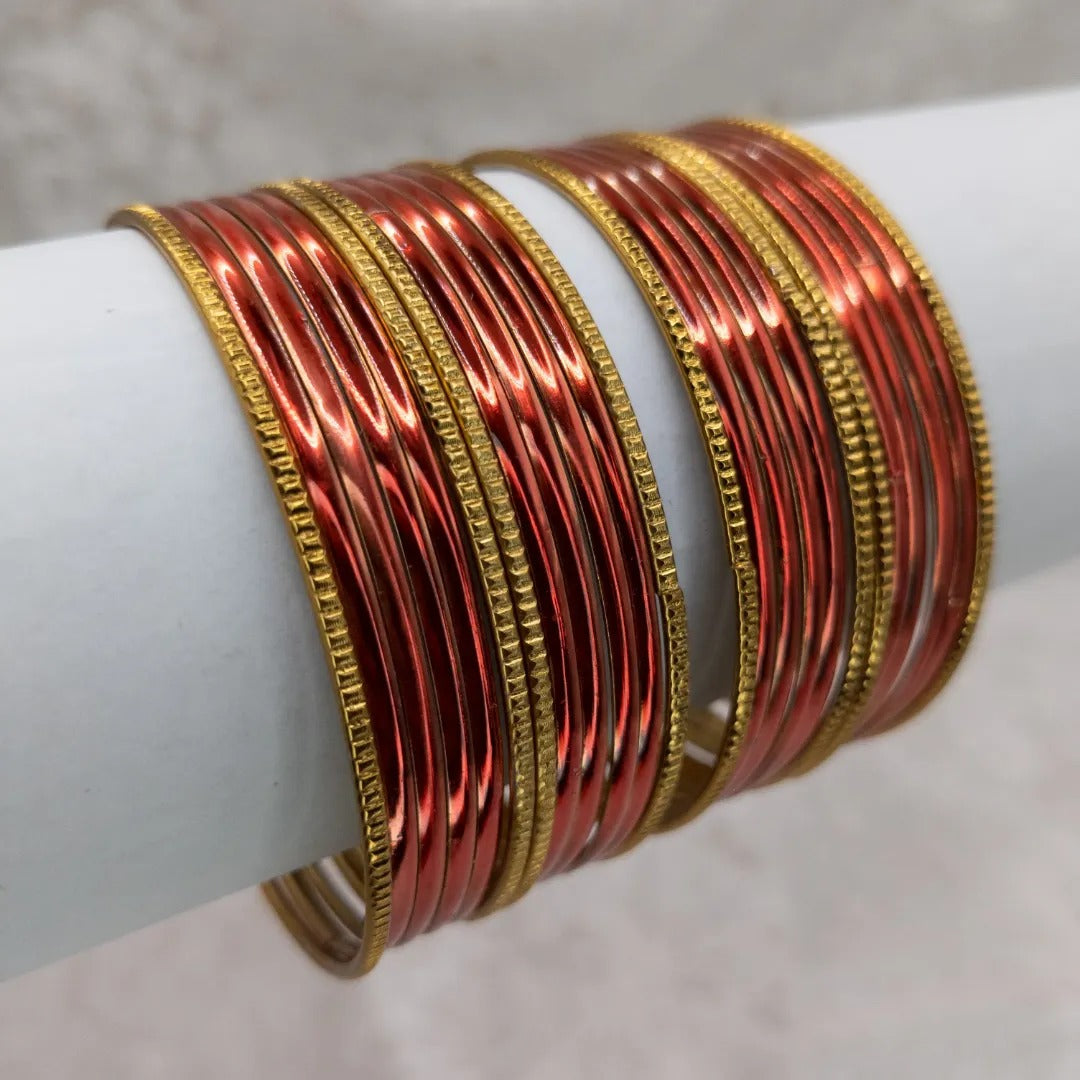 Armreifen Set - Metallische Glanz-Armreifen - Orange