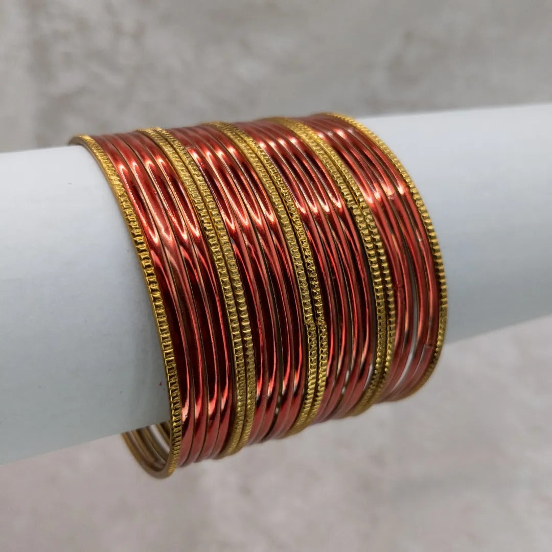 Armreifen Set - Metallische Glanz-Armreifen - Orange