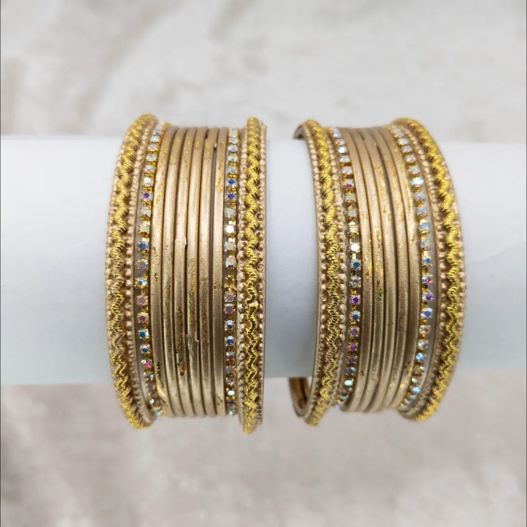 Armreifen Set - Metallische Glanz-Armreifen - Matt Gold