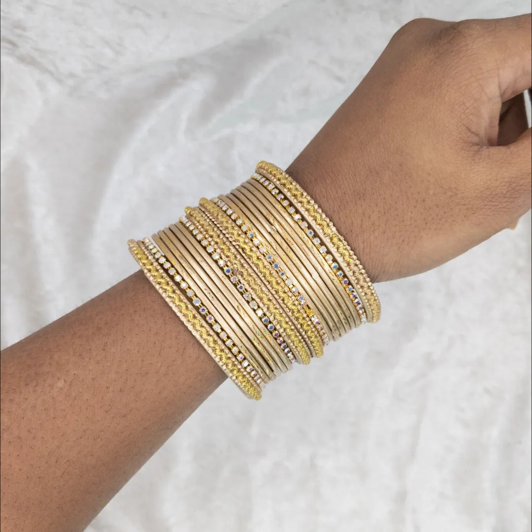 Armreifen Set - Metallische Glanz-Armreifen - Matt Gold