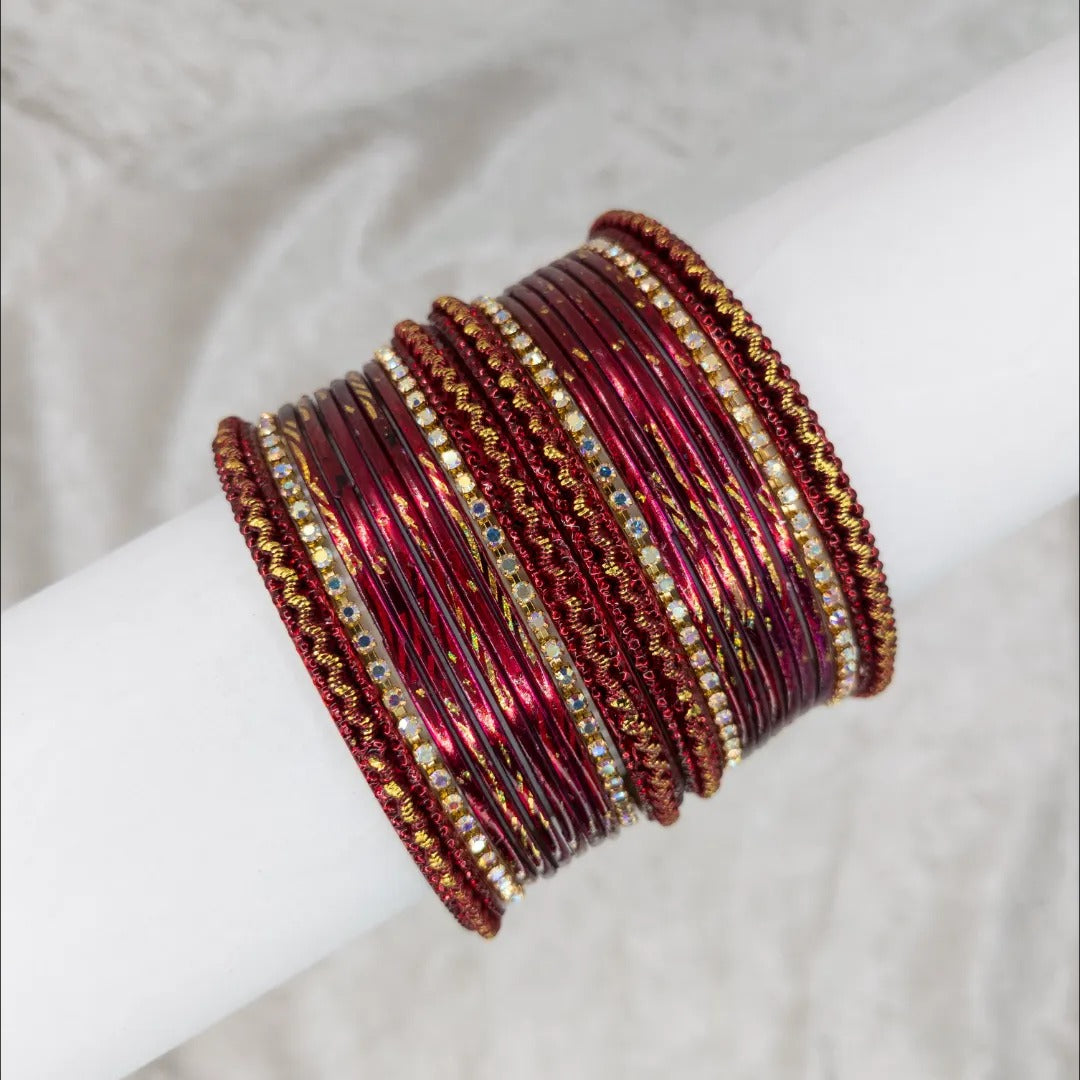 Armreifen Set - Metallische Glanz-Armreifen - Magenta