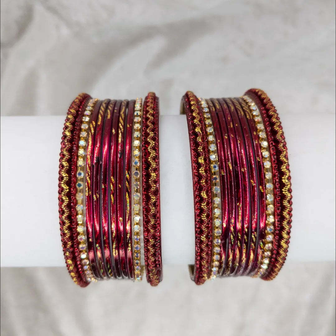 Armreifen Set - Metallische Glanz-Armreifen - Magenta