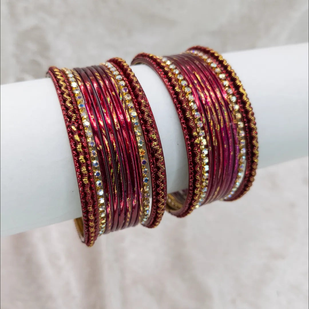 Armreifen Set - Metallische Glanz-Armreifen - Magenta