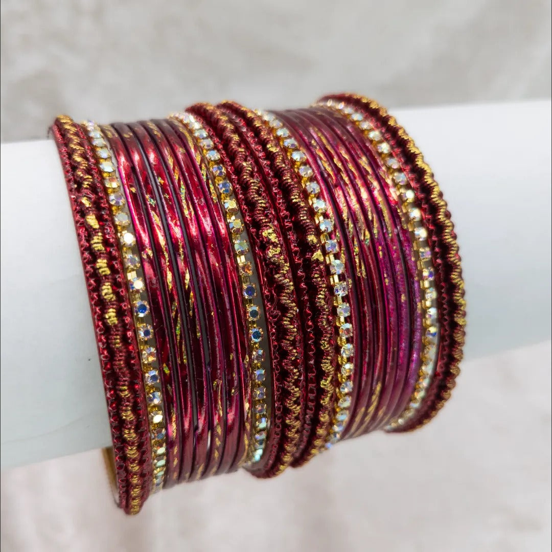 Armreifen Set - Metallische Glanz-Armreifen - Magenta