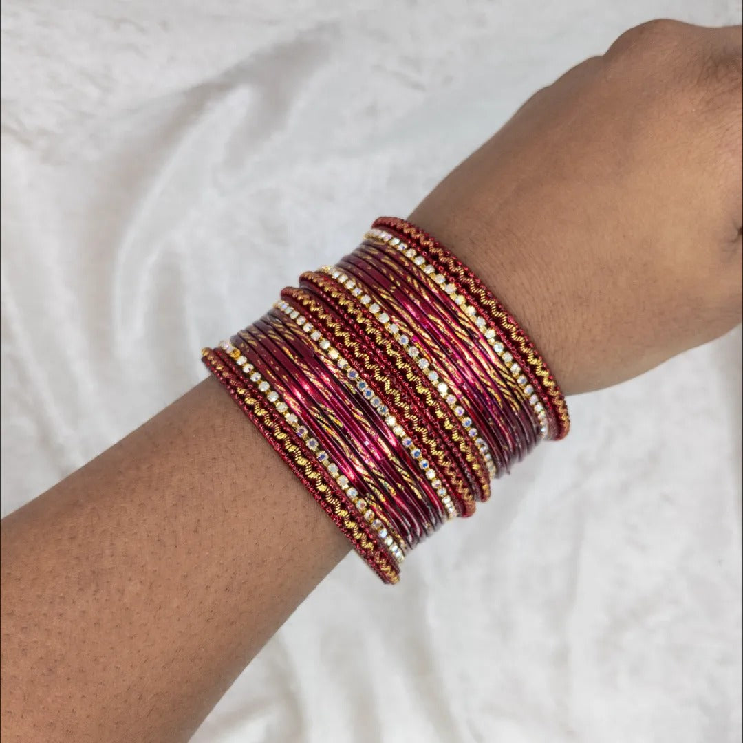 Armreifen Set - Metallische Glanz-Armreifen - Magenta