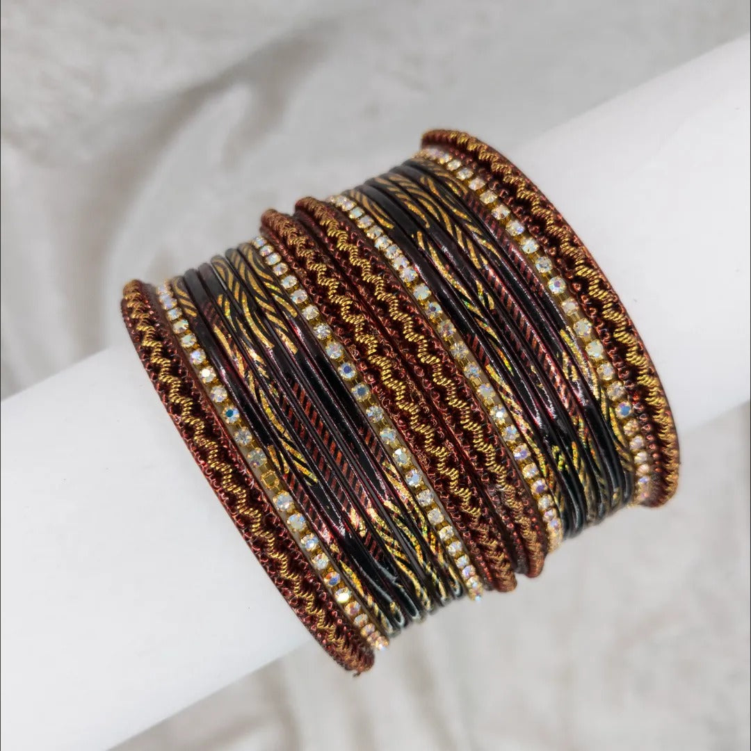 Armreifen Set - Metallische Glanz-Armreifen - Maroon