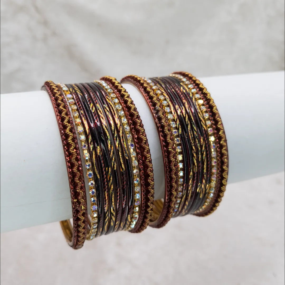 Armreifen Set - Metallische Glanz-Armreifen - Maroon