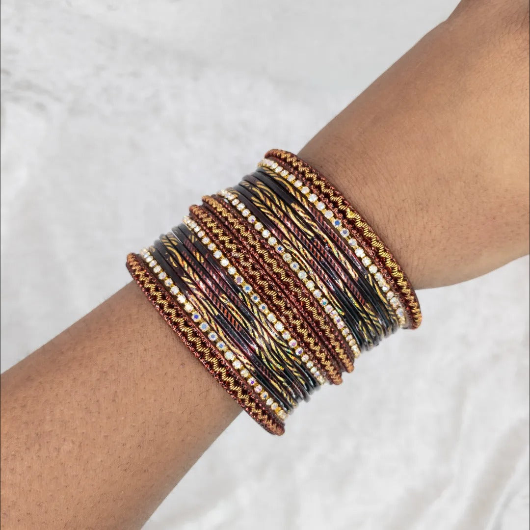 Armreifen Set - Metallische Glanz-Armreifen - Maroon