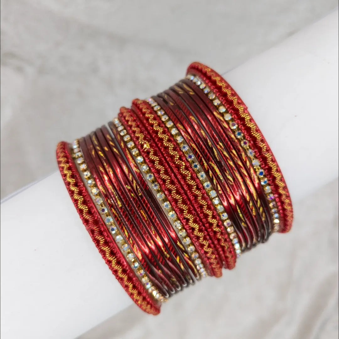 Armreifen Set - Metallische Glanz-Armreifen - Rot