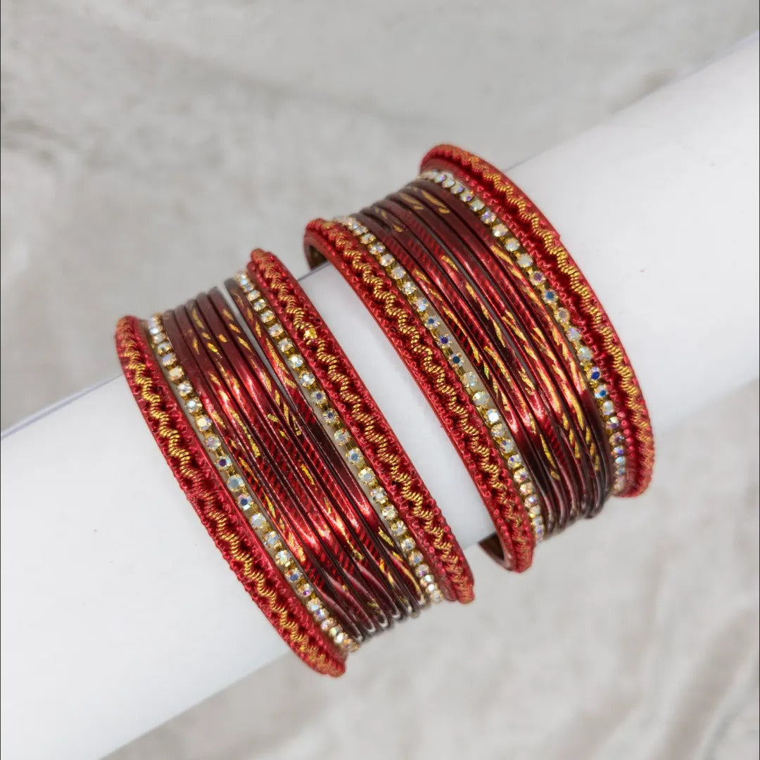 Armreifen Set - Metallische Glanz-Armreifen - Rot