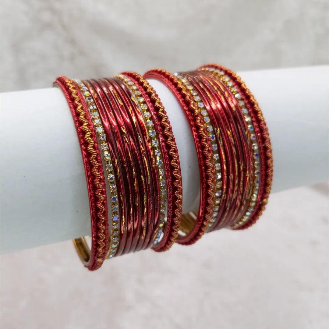 Armreifen Set - Metallische Glanz-Armreifen - Rot