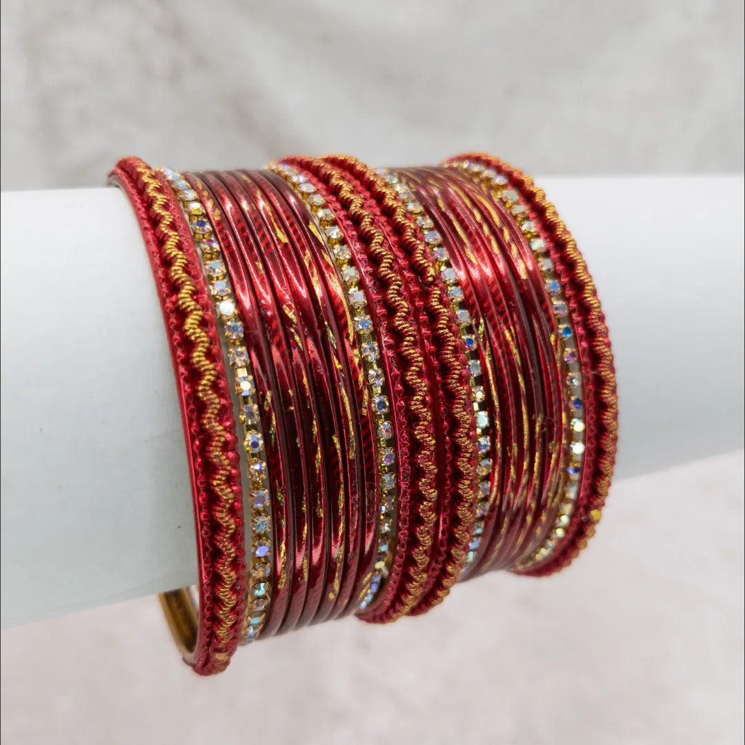 Armreifen Set - Metallische Glanz-Armreifen - Rot