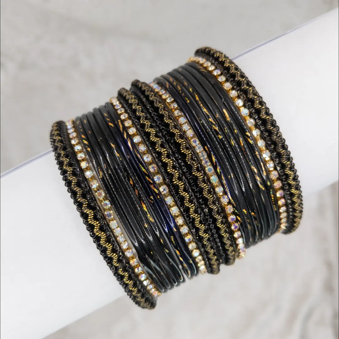 Armreifen Set - Metallische Glanz-Armreifen - Schwarz