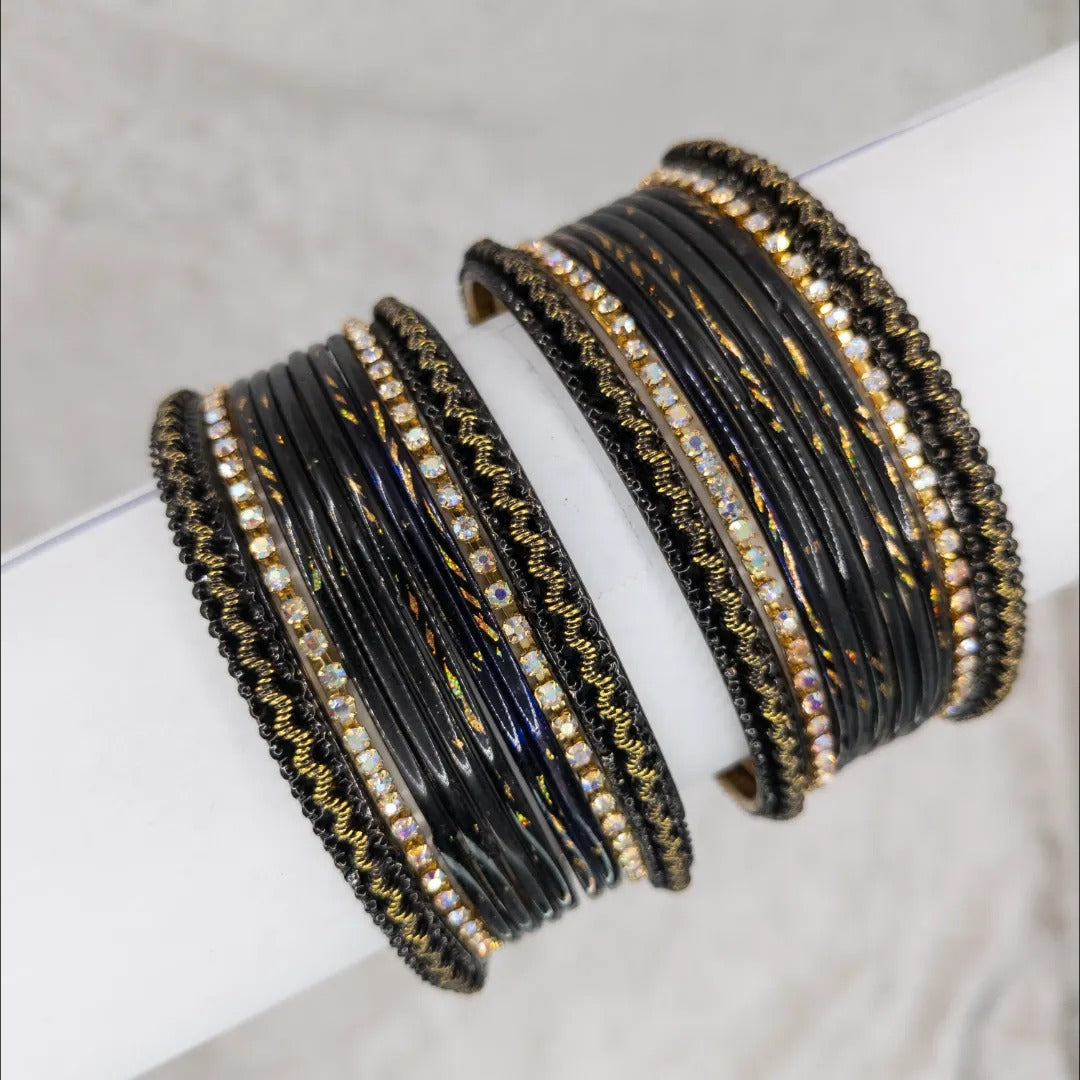 Armreifen Set - Metallische Glanz-Armreifen - Schwarz