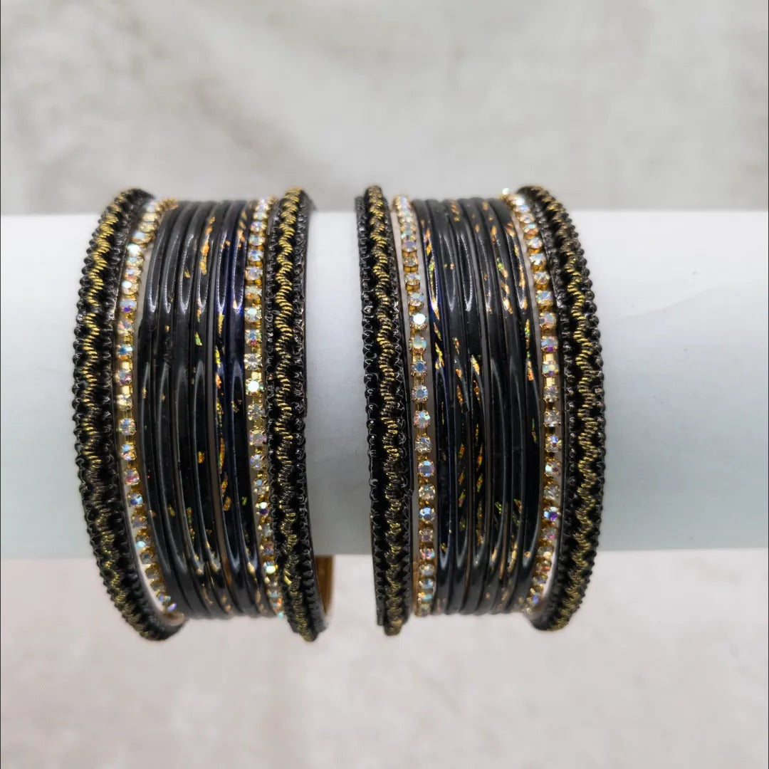 Armreifen Set - Metallische Glanz-Armreifen - Schwarz