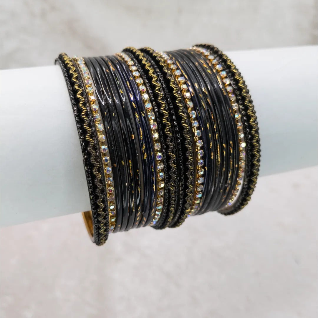 Armreifen Set - Metallische Glanz-Armreifen - Schwarz