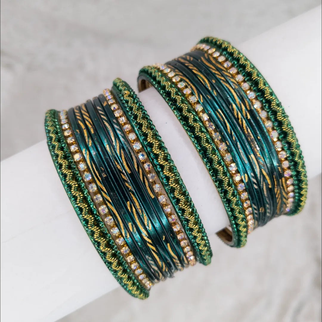 Armreifen Set - Metallische Glanz-Armreifen - Blau Grün