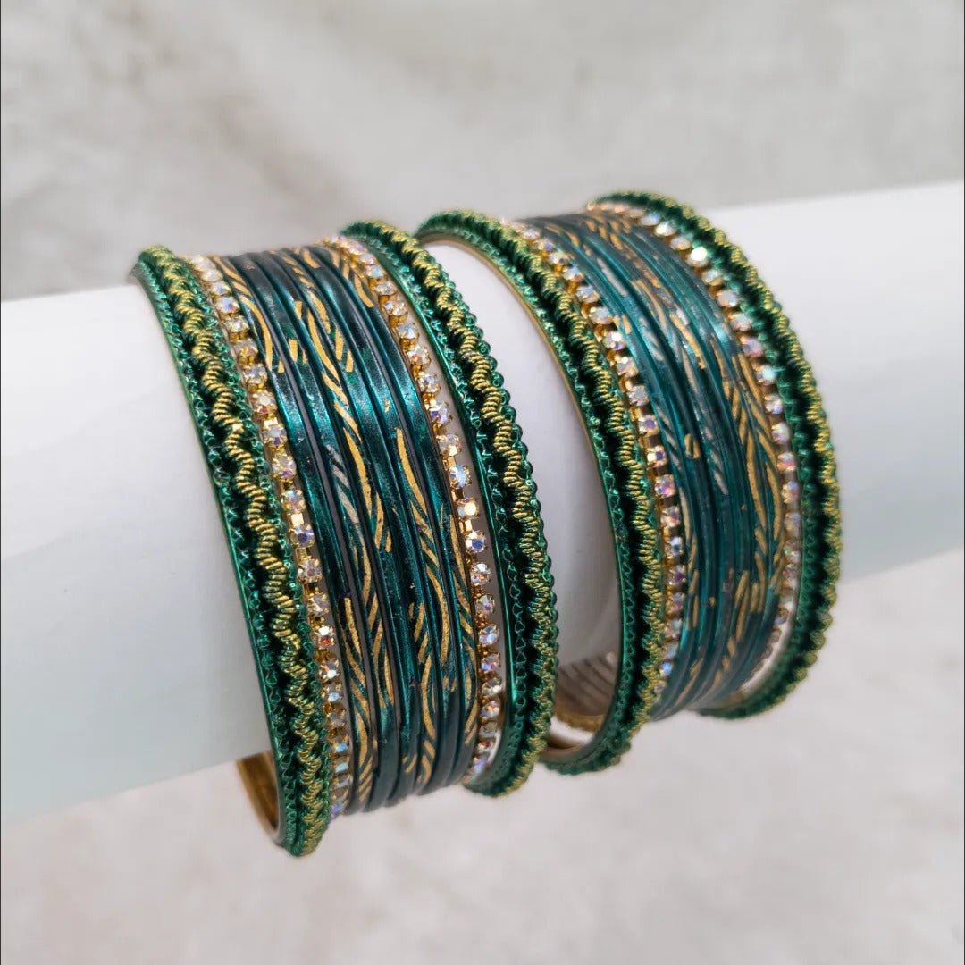 Armreifen Set - Metallische Glanz-Armreifen - Blau Grün