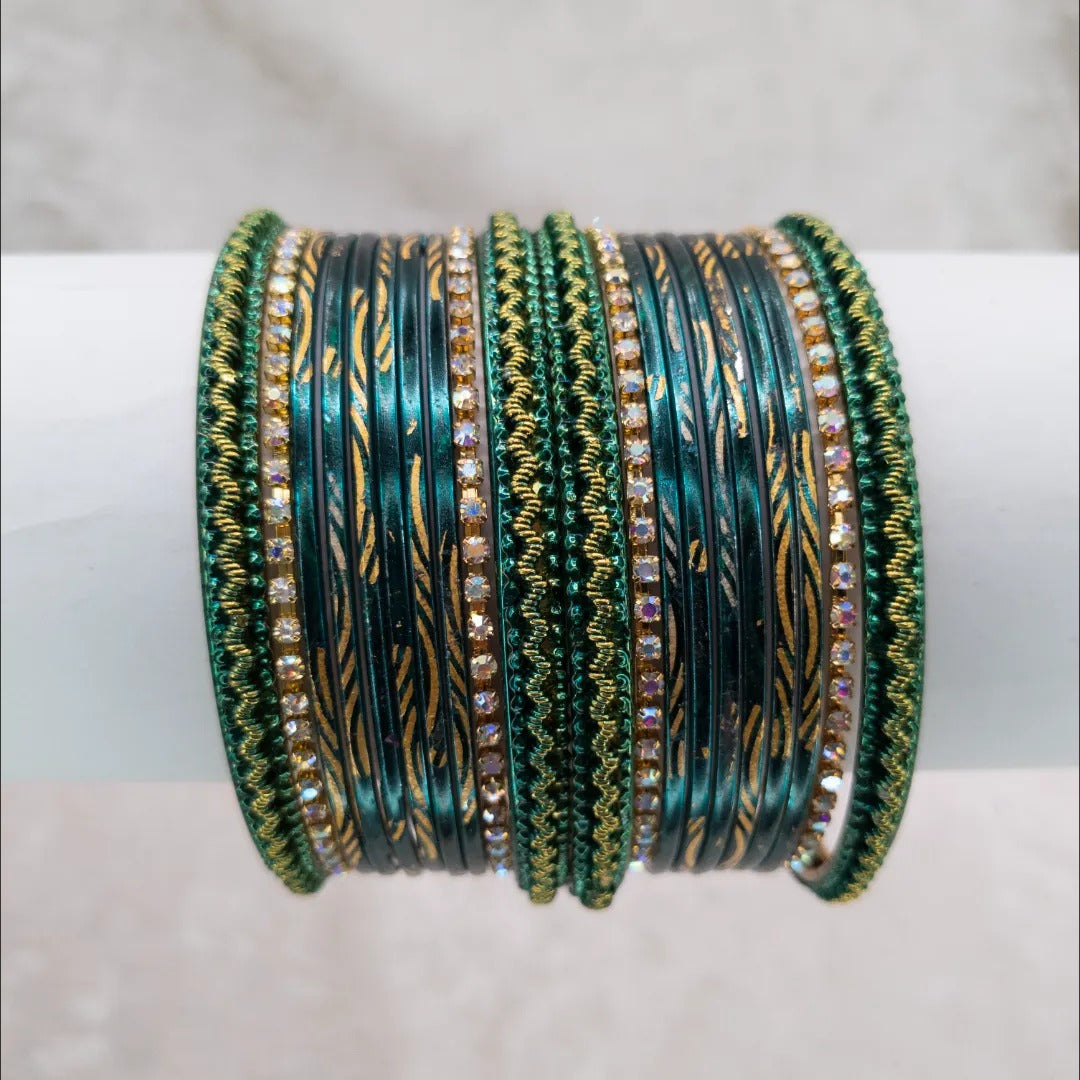 Armreifen Set - Metallische Glanz-Armreifen - Blau Grün